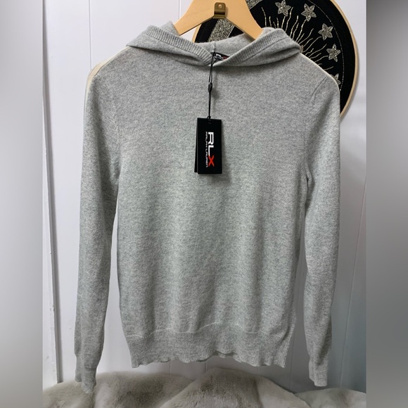NWT RLX Cashmere Ralph Lauren Washable Hoodie Grey Sweater Stripes Pullover New - Picture 5 of 14
